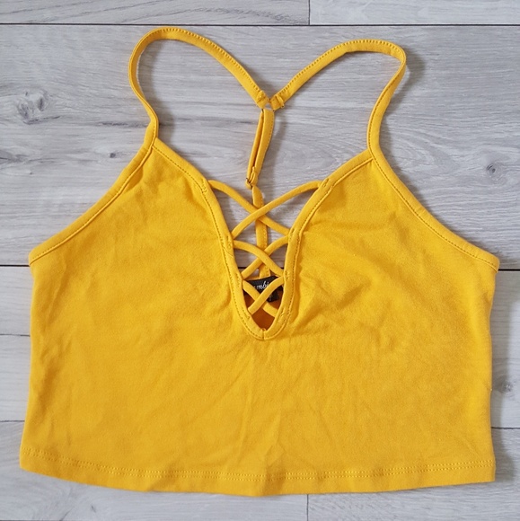yellow halter crop top